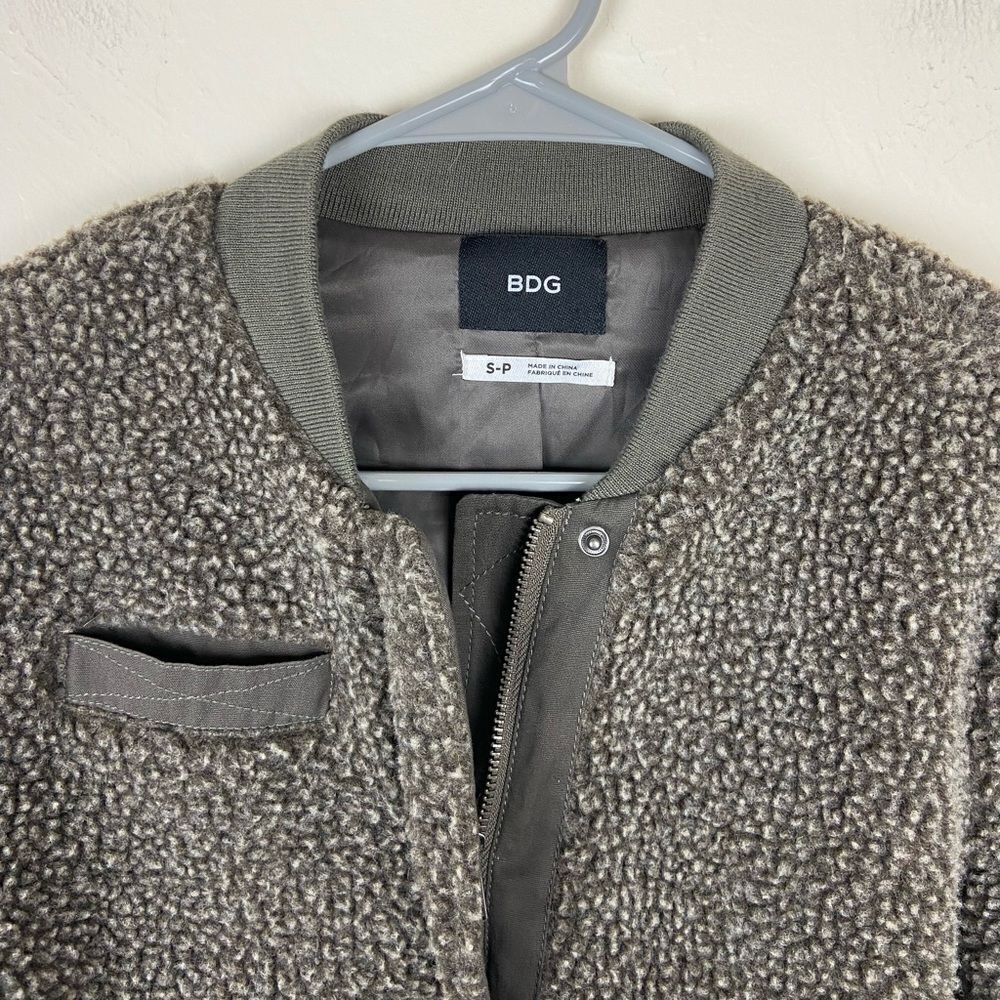 Urban Outfitters BDG Teddy Bomber Jacket - Olive Green - Picture 7 of 7